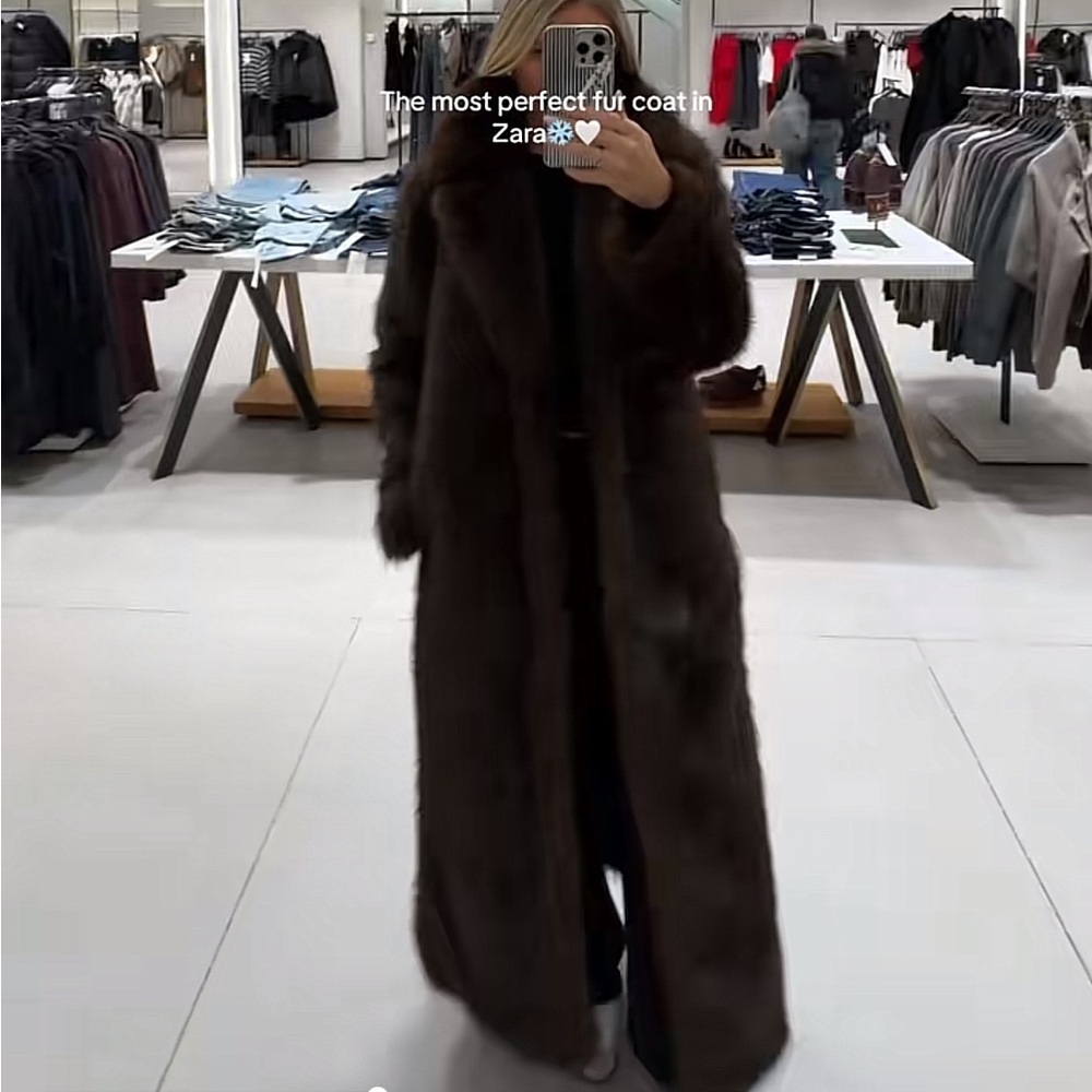 🐻🍂🤎 Zara Luxurious Brown Faux Fur Coat - Picture 3 of 6